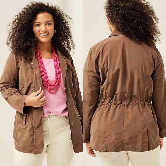 J Jill Water Repellent Utility Jacket in Cafe - Picture 1 of 10